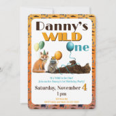Wild One Animals First Birthday Invitation 招待状 (正面)