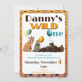 Wild One Animals First Birthday Invitation 招待状