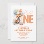 Wild One Baby Fox 1歳の誕生日 招待状 (正面)