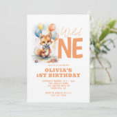Wild One Baby Fox 1歳の誕生日 招待状 (スタンド正面)