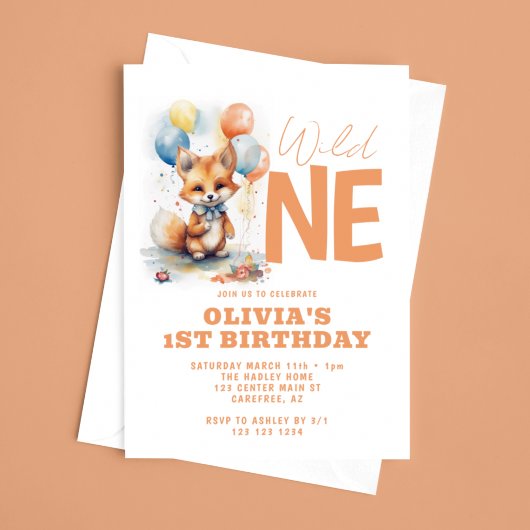 Wild One Baby Fox 1歳の誕生日 招待状