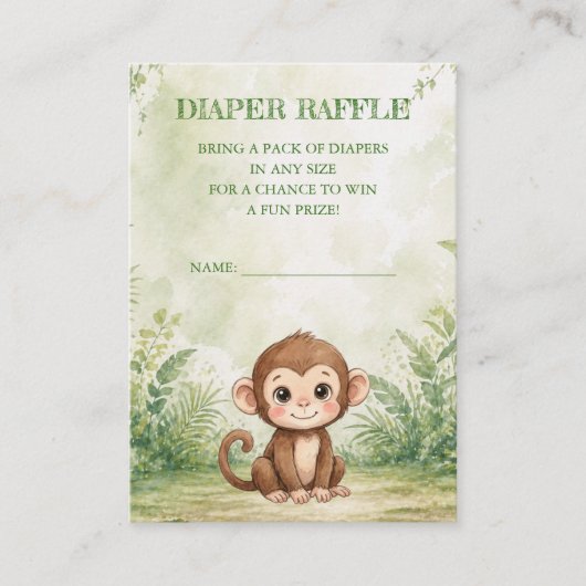 Wild One Baby Shower Diaper Raffle エンクロージャーカード (正面)