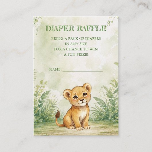 Wild One Baby Shower Diaper Raffle エンクロージャーカード (正面)