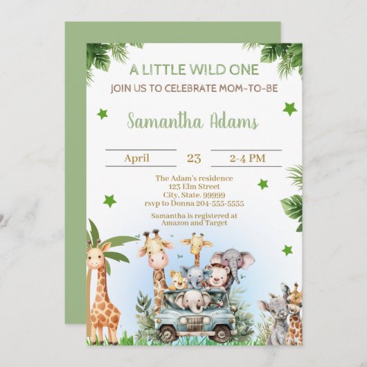 Wild One Baby Shower for Boy 招待状 (正面/裏面)