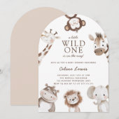 Wild One Baby Shower Safari Theme Arch 招待状 (正面/裏面)