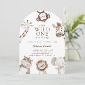 Wild One Baby Shower Safari Theme Arch 招待状 (スタンド正面)