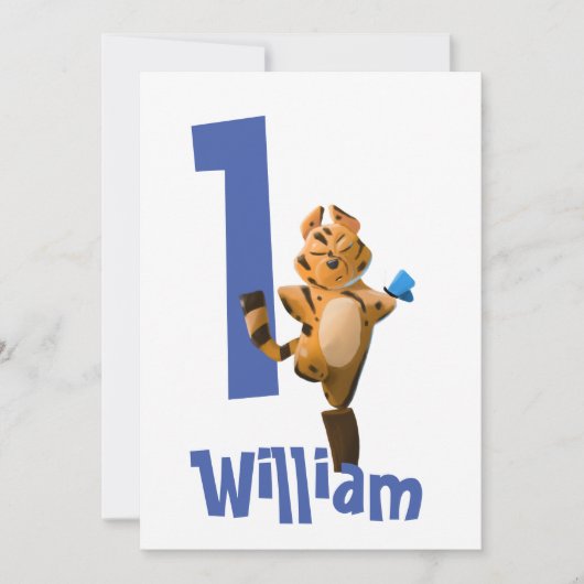 Wild One Baby Tiger 1st Birthday Invitation – Rust 招待状 (正面)