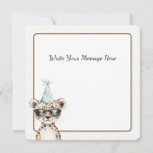 Wild One Birthday Card Cute Leopard Party カード (裏面)