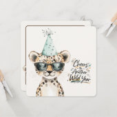 Wild One Birthday Card Cute Leopard Party カード (正面/裏面インサイチュ)