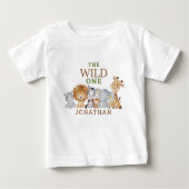 Wild One Birthday Jungle Animals ベビーTシャツ (正面)