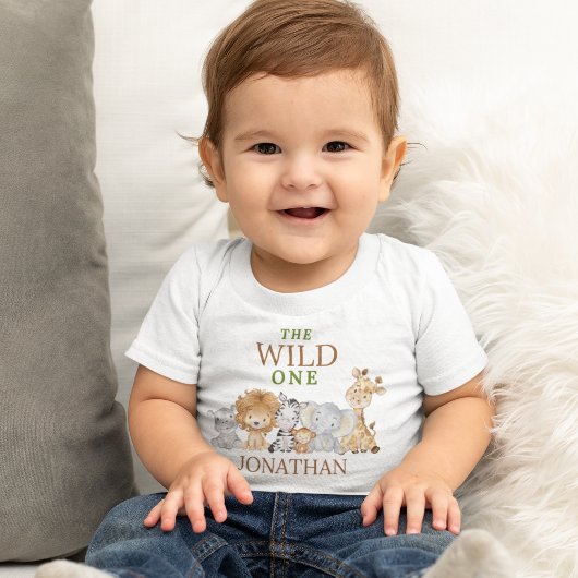 Wild One Birthday Jungle Animals ベビーTシャツ