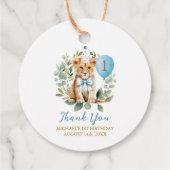 Wild One Birthday Lion Boy Birthday Floral Bow tie フェイバータグ (裏面)