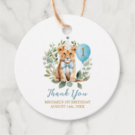 Wild One Birthday Lion Boy Birthday Floral Bow tie フェイバータグ