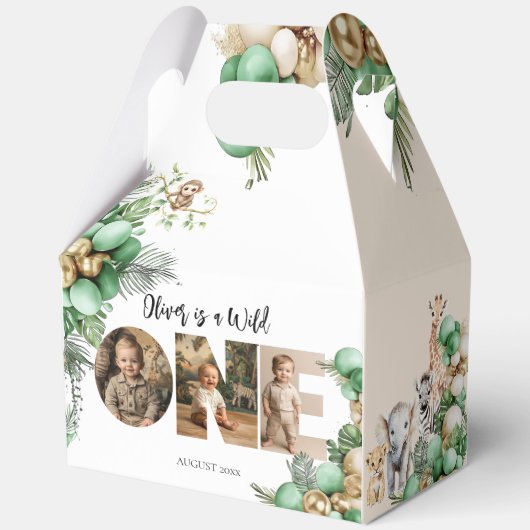 Wild One Birthday Safari Animal Photo フェイバーボックス (正面)