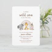 Wild One Boho Rainbow Safari Animals Baby Shower  招待状 (スタンド正面)