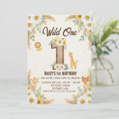 Wild One Boho Safari First Birthday Invitation 招待状 (スタンド正面)
