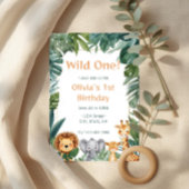 Wild One Boho Safari Jungle Animals 1st Birthday 招待状