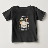 Wild One Boy 1st Birthday Safari Baby ベビーTシャツ (正面)