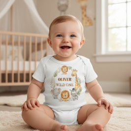 Wild One Boy 1st Birthday Safari Baby ベビーTシャツ