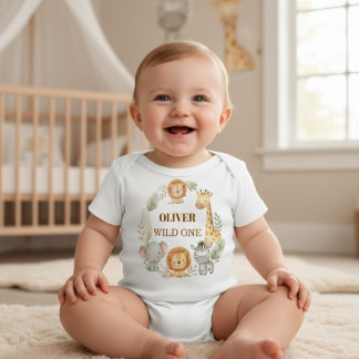 Wild One Boy 1st Birthday Safari Baby ベビーTシャツ