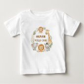 Wild One Boy 1st Birthday Safari Baby ベビーTシャツ (正面)