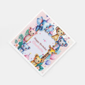 Wild One Cute Animals Balloon girls Birthday スタンダードランチョンナプキン (角)