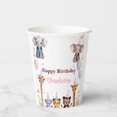 Wild One Cute Animals Balloon girls Birthday 紙コップ (裏面)
