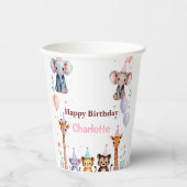 Wild One Cute Animals Balloon girls Birthday 紙コップ (正面)