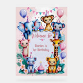Wild One Cute Animals Balloon kids 1st Birthday アクリルサイン (正面)