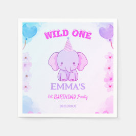 Wild One Cute Elephant 1st Birthday  スタンダードカクテルナプキン