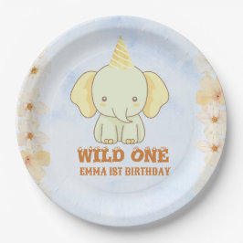 Wild One Cute Elephant 1st Birthday  ペーパープレート