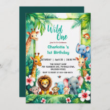 Wild One Cute Jungle Animal Child's 1st Birthday 