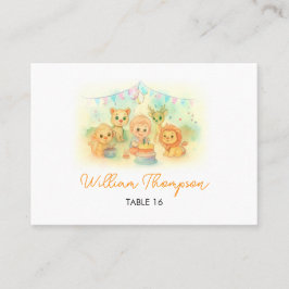 Wild One Cute Safari Animals Boy 1st Birthday プレイスカード
