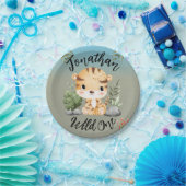 Wild One Cute Safari Animals Tiger 1st Birthday  ペーパープレート (パーティー)