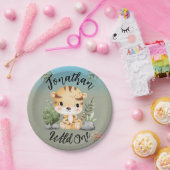Wild One Cute Safari Animals Tiger 1st Birthday  ペーパープレート (パーティー)