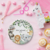 Wild One Cute Safari Jungle Animals Baby Shower ペーパープレート (パーティー)