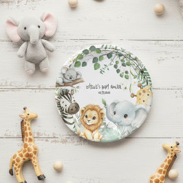 Wild One Cute Safari Jungle Animals Baby Shower ペーパープレート