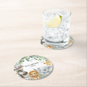 Wild One Cute Safari Jungle Animals Baby Shower ラウンドペーパーコースター (インサイチュ)