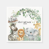 Wild One Cute Safari Jungle Animals Boy Baby Showe スタンダードカクテルナプキン (正面)