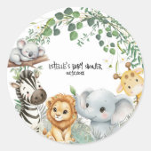 Wild One Cute Safari Jungle Animals Boy Baby Showe ラウンドシール (正面)