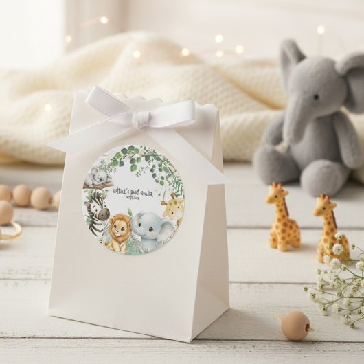 Wild One Cute Safari Jungle Animals Boy Baby Showe ラウンドシール