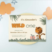 Wild One Cute Tiger Jungle First Birthday Invitati 招待状