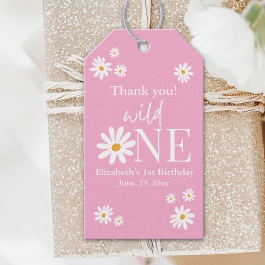 Wild One Daisy Birthday – Girl’s First Birthday ギフトタグ