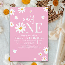 Wild One Daisy First Birthday Girl – Floral 1st 招待状