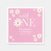 Wild One Daisy First Birthday Party – Boho Floral  スタンダードカクテルナプキン (正面)