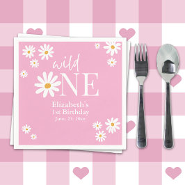 Wild One Daisy First Birthday Party – Boho Floral  スタンダードカクテルナプキン
