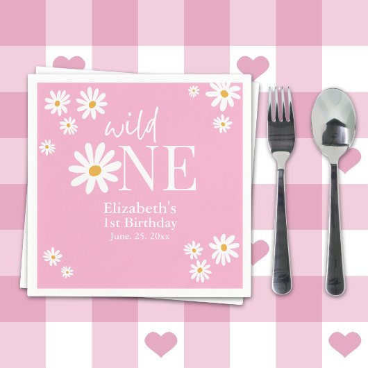Wild One Daisy First Birthday Party – Boho Floral  スタンダードカクテルナプキン