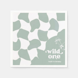 Wild One Dapper Duck 1st Birthday Sage Green スタンダードカクテルナプキン