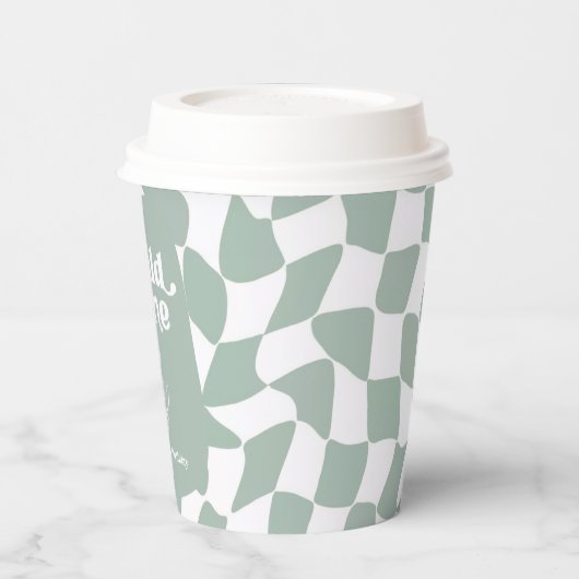 Wild One Dapper Duck 1st Birthday Sage Green 紙コップ (左)