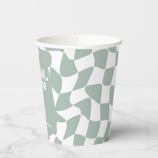 Wild One Dapper Duck 1st Birthday Sage Green 紙コップ (左)